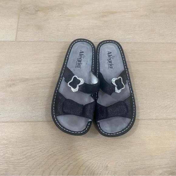 Alegria Shoes - Alegria Black Shimmer Double Strap Sandals